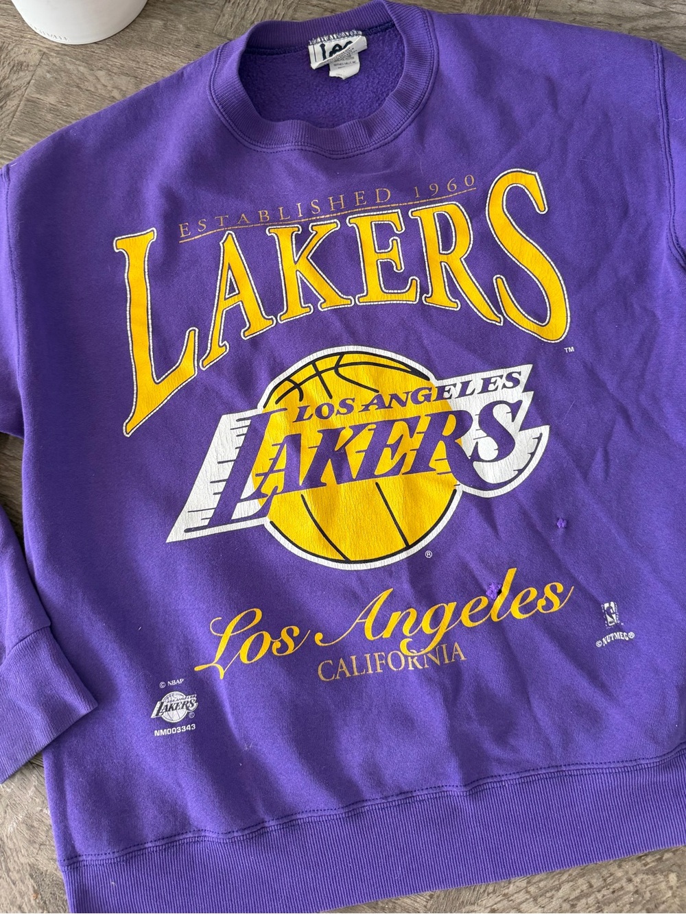 Vintage Los Angeles Lakers Purple Crewneck Sweatshirt - Picture 2 of 7